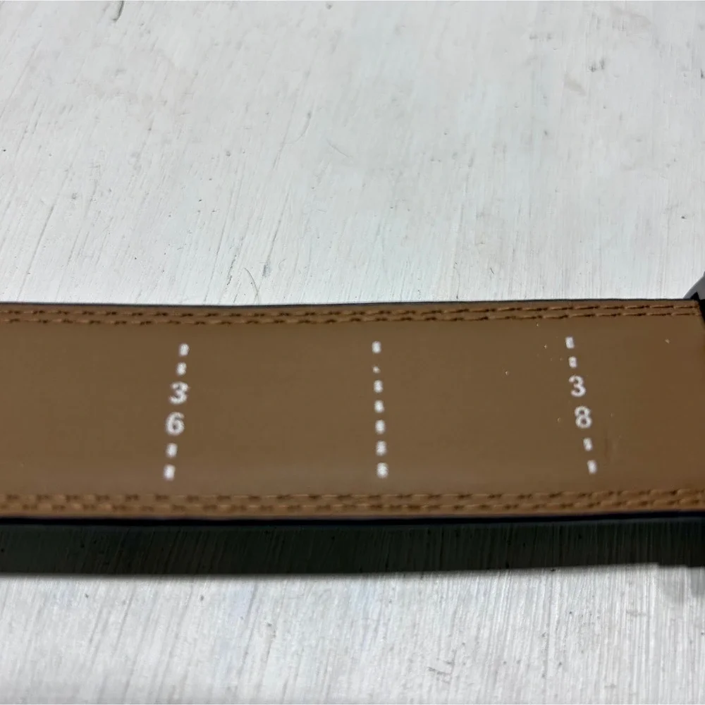 Mio Marino Linxx Mens Black Genuine Leather Ratchet Belt Gunmetal Buckle 38